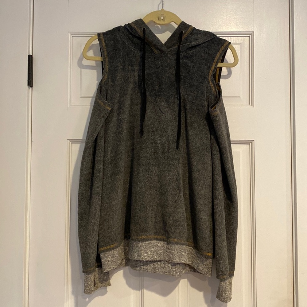 Gray Hoodie with Shoulder Cut Outs